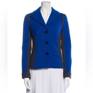 Emilio Pucci Vintage Blue Color Block Virgin Wool Blazer Jacket EUC Size Small